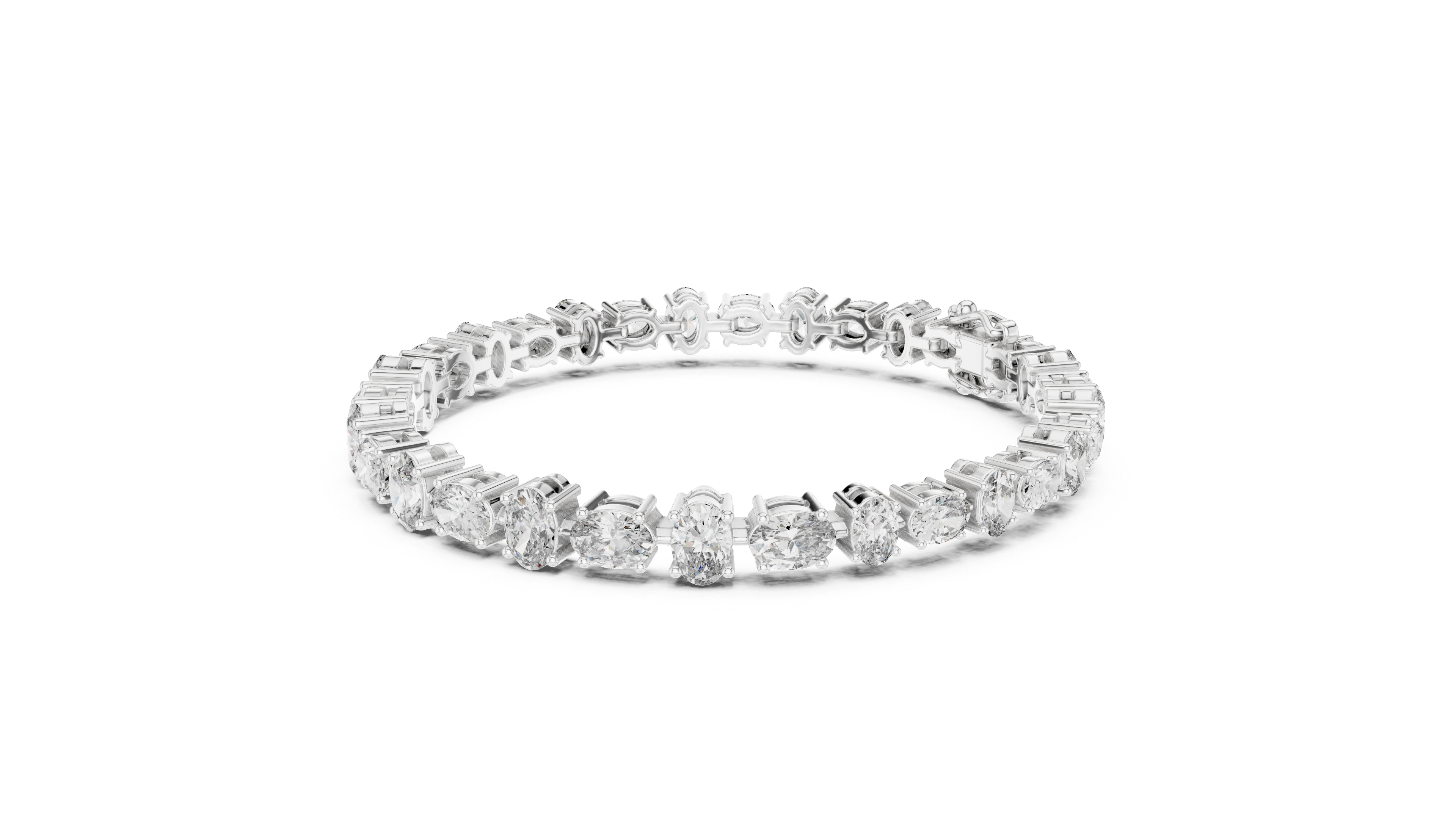 925 Silver Alternating Oval-Cut Moissanite Tennis Bracelet 14K Gold Plated