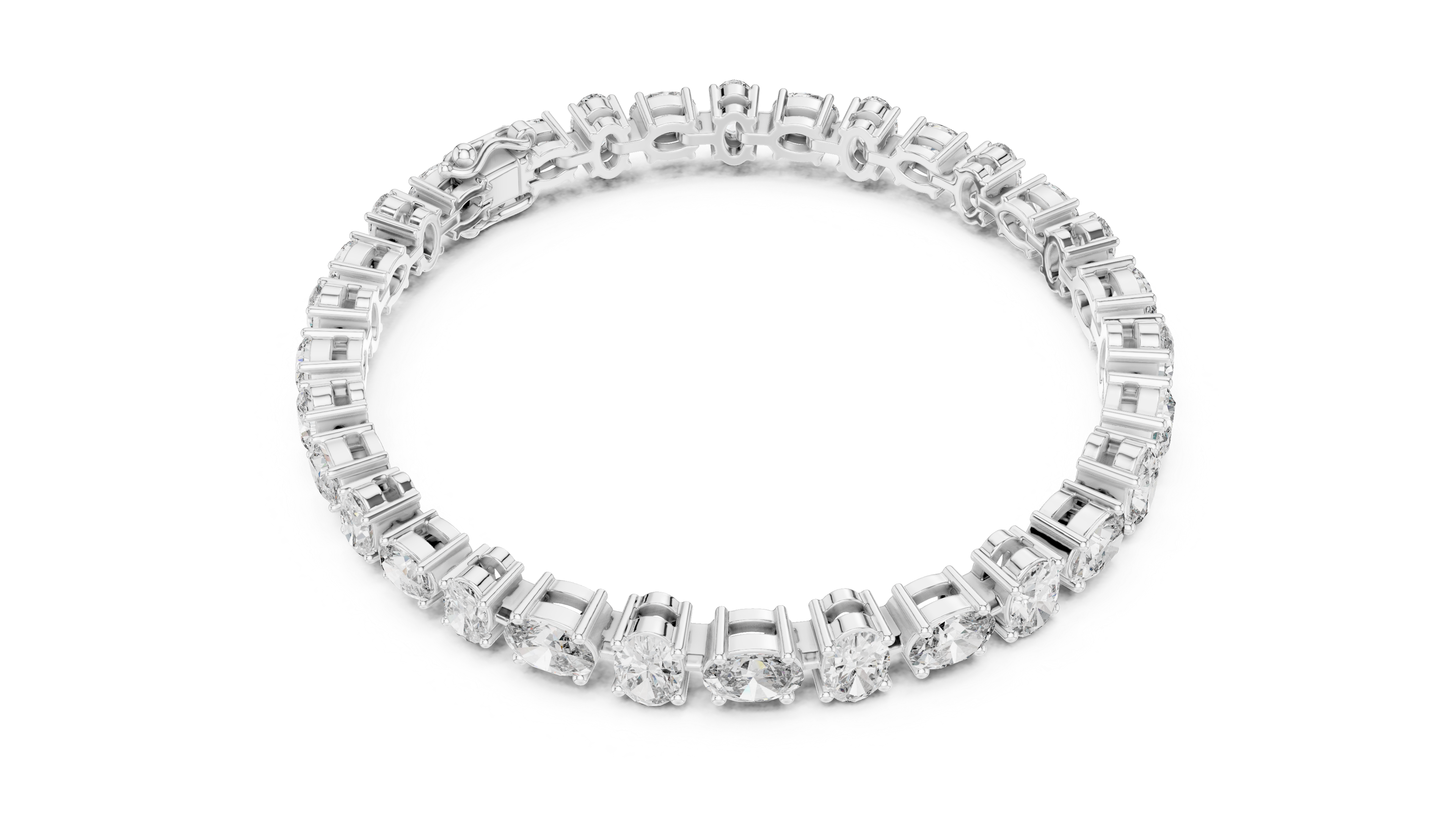 925 Silver Alternating Oval-Cut Moissanite Tennis Bracelet 14K Gold Plated