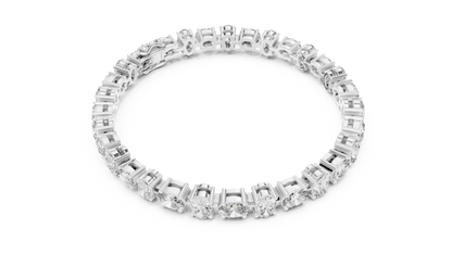925 Silver Alternating Oval-Cut Moissanite Tennis Bracelet 14K Gold Plated