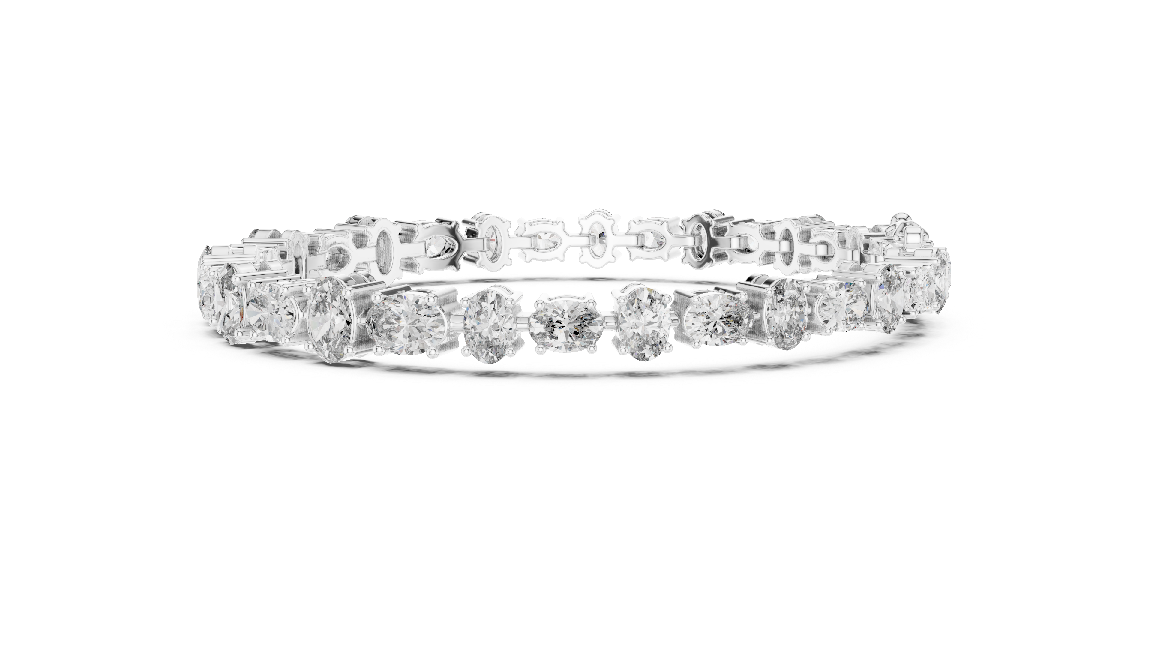 925 Silver Alternating Oval-Cut Moissanite Tennis Bracelet 14K Gold Plated