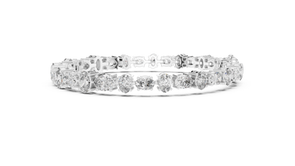 925 Silver Alternating Oval-Cut Moissanite Tennis Bracelet 14K Gold Plated