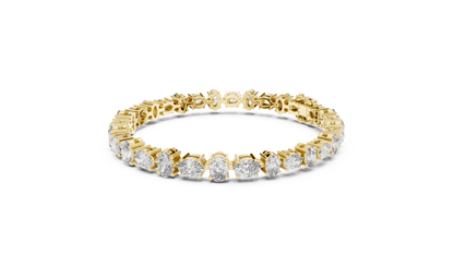 925 Silver Alternating Oval-Cut Moissanite Tennis Bracelet 14K Gold Plated