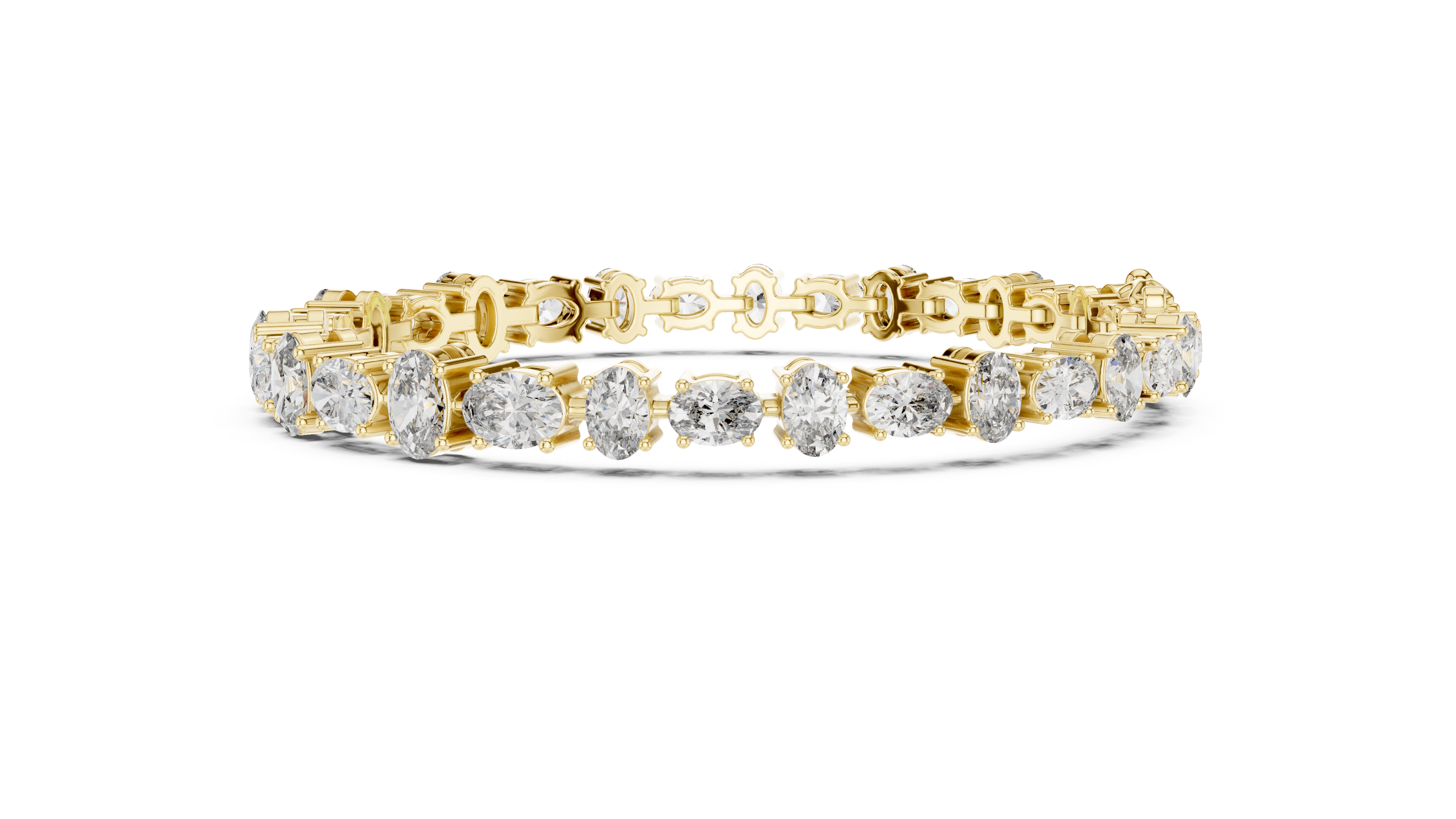 925 Silver Alternating Oval-Cut Moissanite Tennis Bracelet 14K Gold Plated