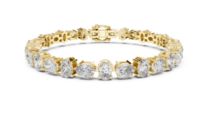 925 Silver Alternating Oval-Cut Moissanite Tennis Bracelet 14K Gold Plated