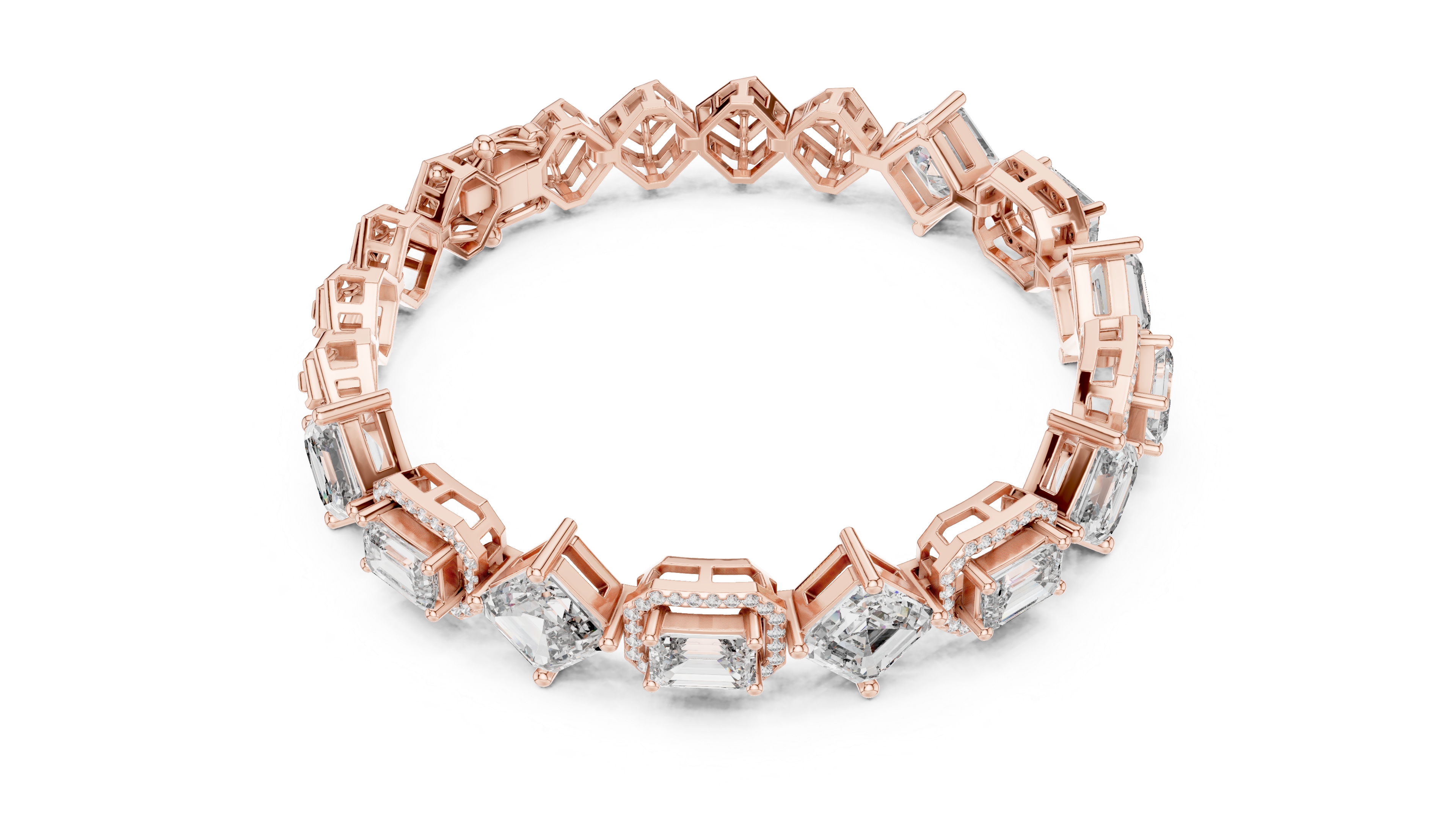 RKC 925 Sterling Silwer 0.39Ct Moissanite Damesarmband 14K Geelgoud Vergulde Wt 11.50gm