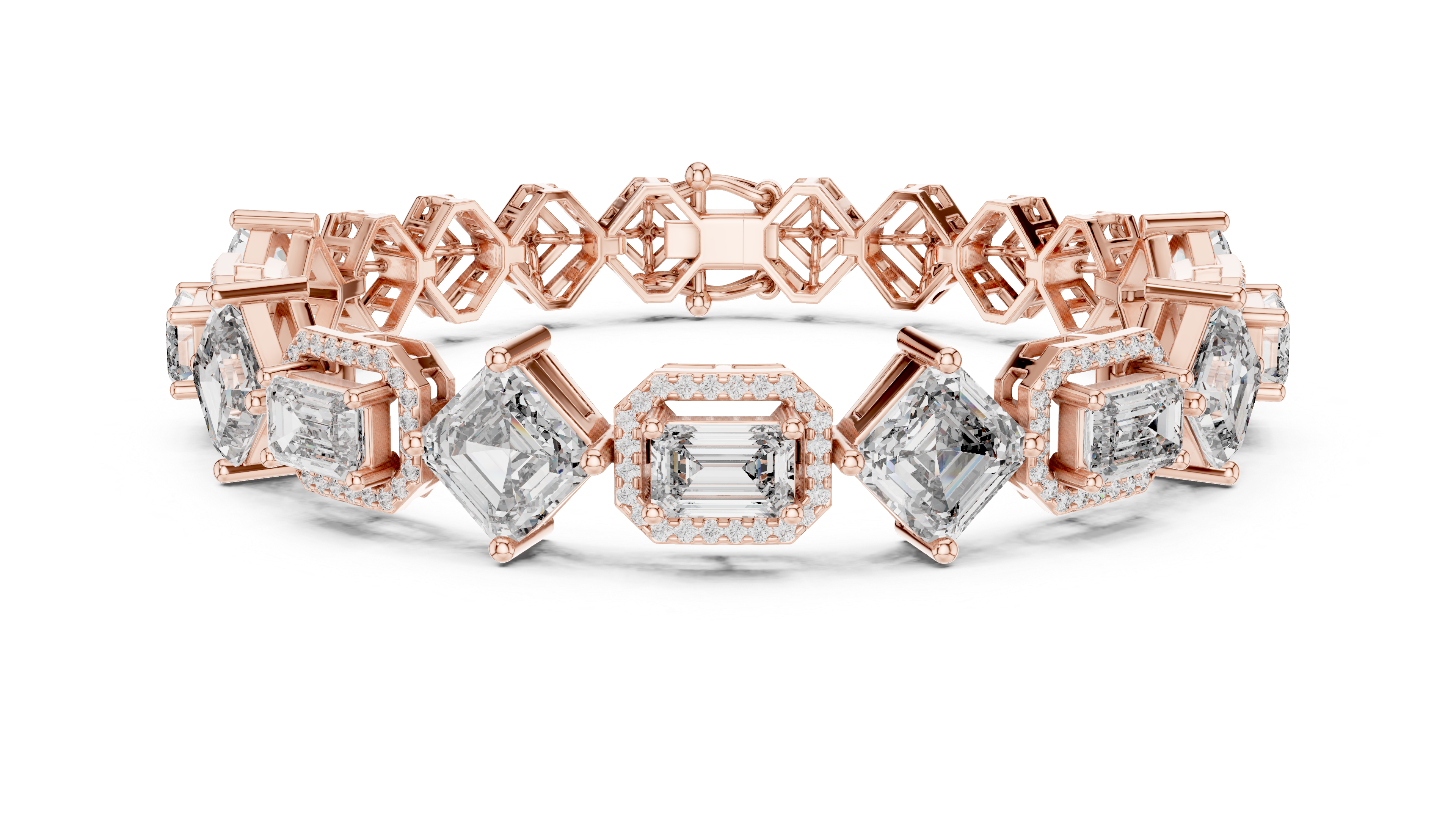 RKC 925 Sterling Silwer 0.39Ct Moissanite Damesarmband 14K Geelgoud Vergulde Wt 11.50gm