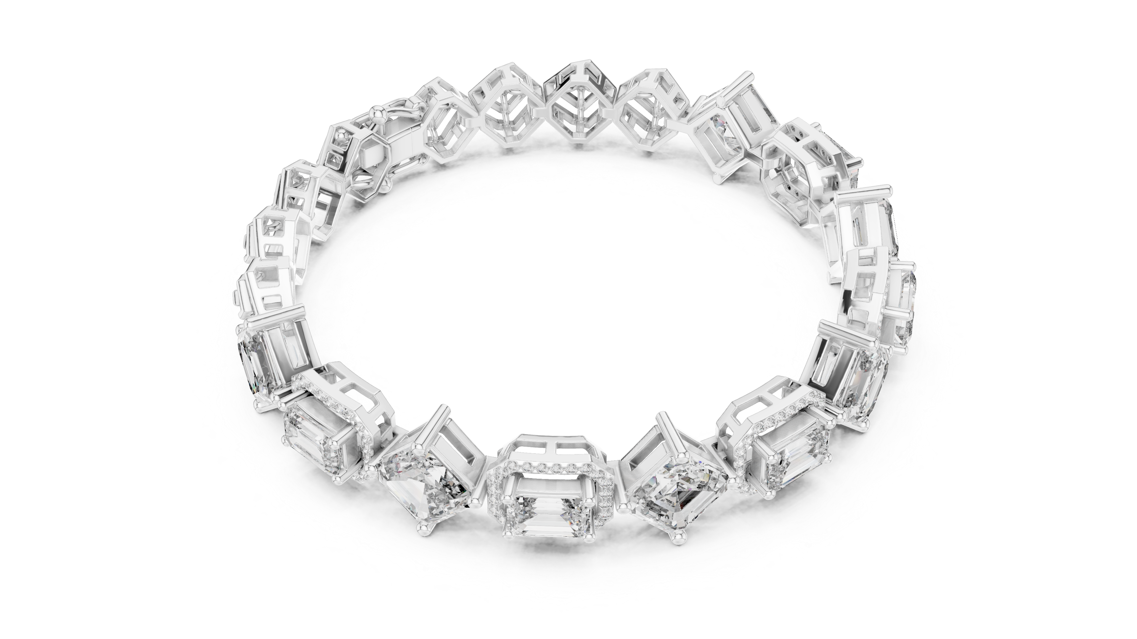 RKC 925 Sterling Silwer 0.39Ct Moissanite Damesarmband 14K Geelgoud Vergulde Wt 11.50gm