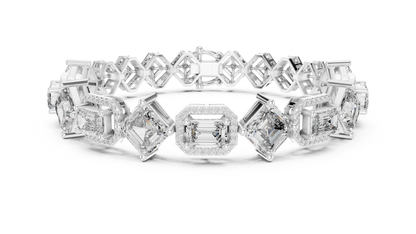 RKC 925 Sterling Silwer 0.39Ct Moissanite Damesarmband 14K Geelgoud Vergulde Wt 11.50gm