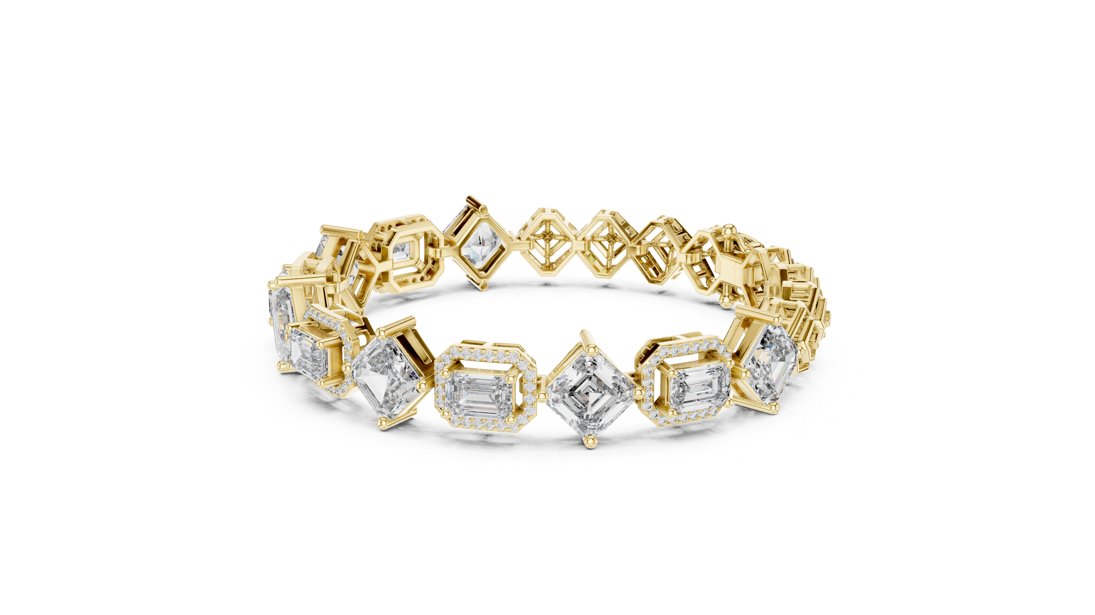 RKC 925 Sterling Silwer 0.39Ct Moissanite Damesarmband 14K Geelgoud Vergulde Wt 11.50gm