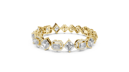 RKC 925 Sterling Silwer 0.39Ct Moissanite Damesarmband 14K Geelgoud Vergulde Wt 11.50gm