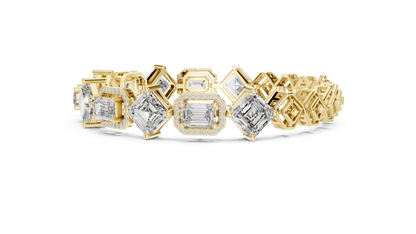 RKC 925 Sterling Silwer 0.39Ct Moissanite Damesarmband 14K Geelgoud Vergulde Wt 11.50gm