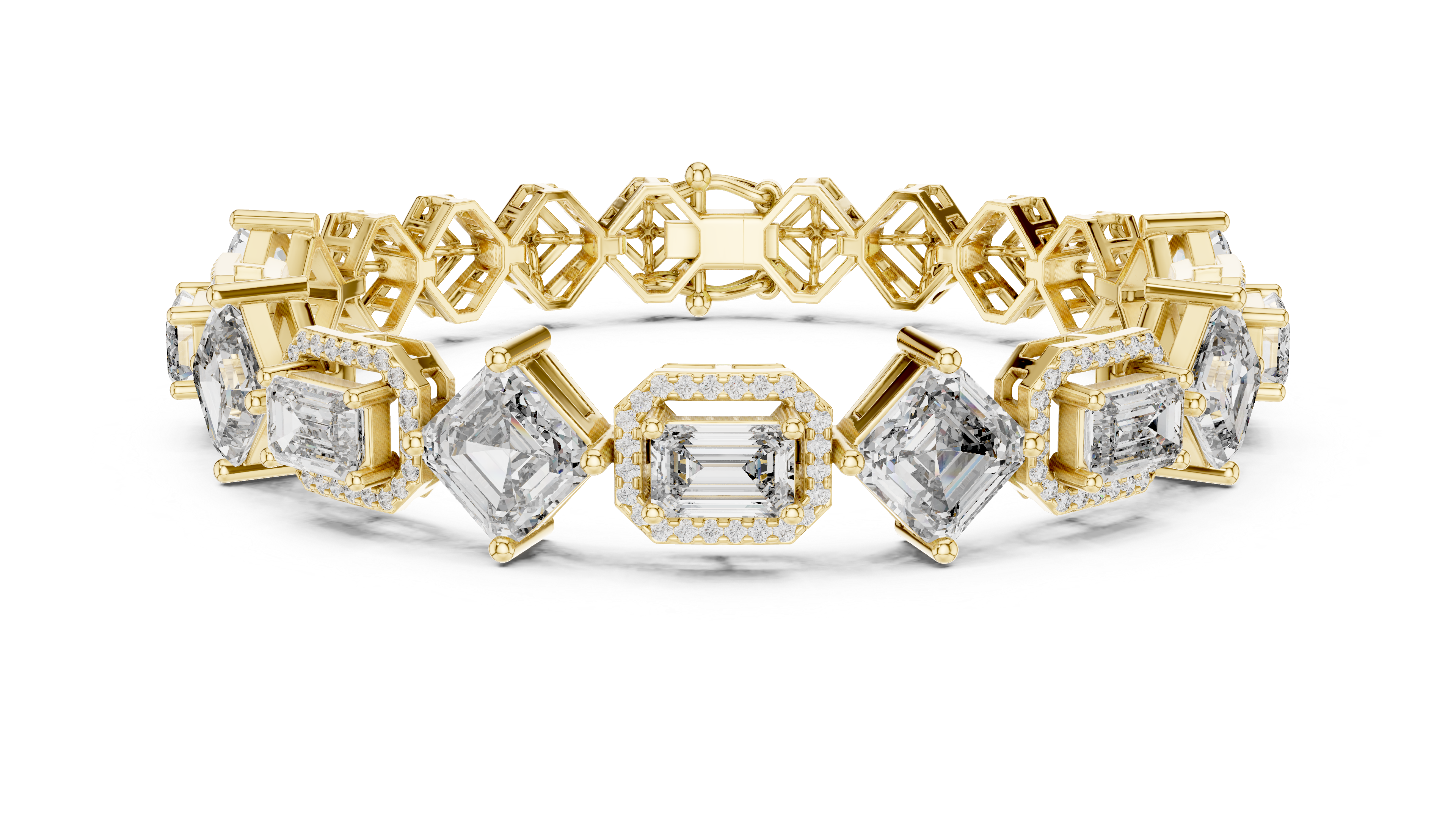 RKC 925 Sterling Silwer 0.39Ct Moissanite Damesarmband 14K Geelgoud Vergulde Wt 11.50gm