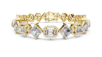 RKC 925 Sterling Silwer 0.39Ct Moissanite Damesarmband 14K Geelgoud Vergulde Wt 11.50gm
