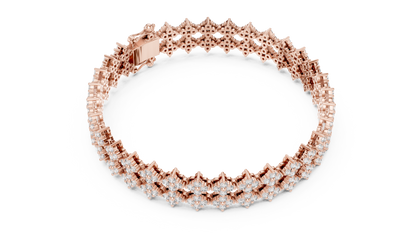 925 Silver Double-Row Cluster Moissanite Tennis Bracelet 14K Gold Plated