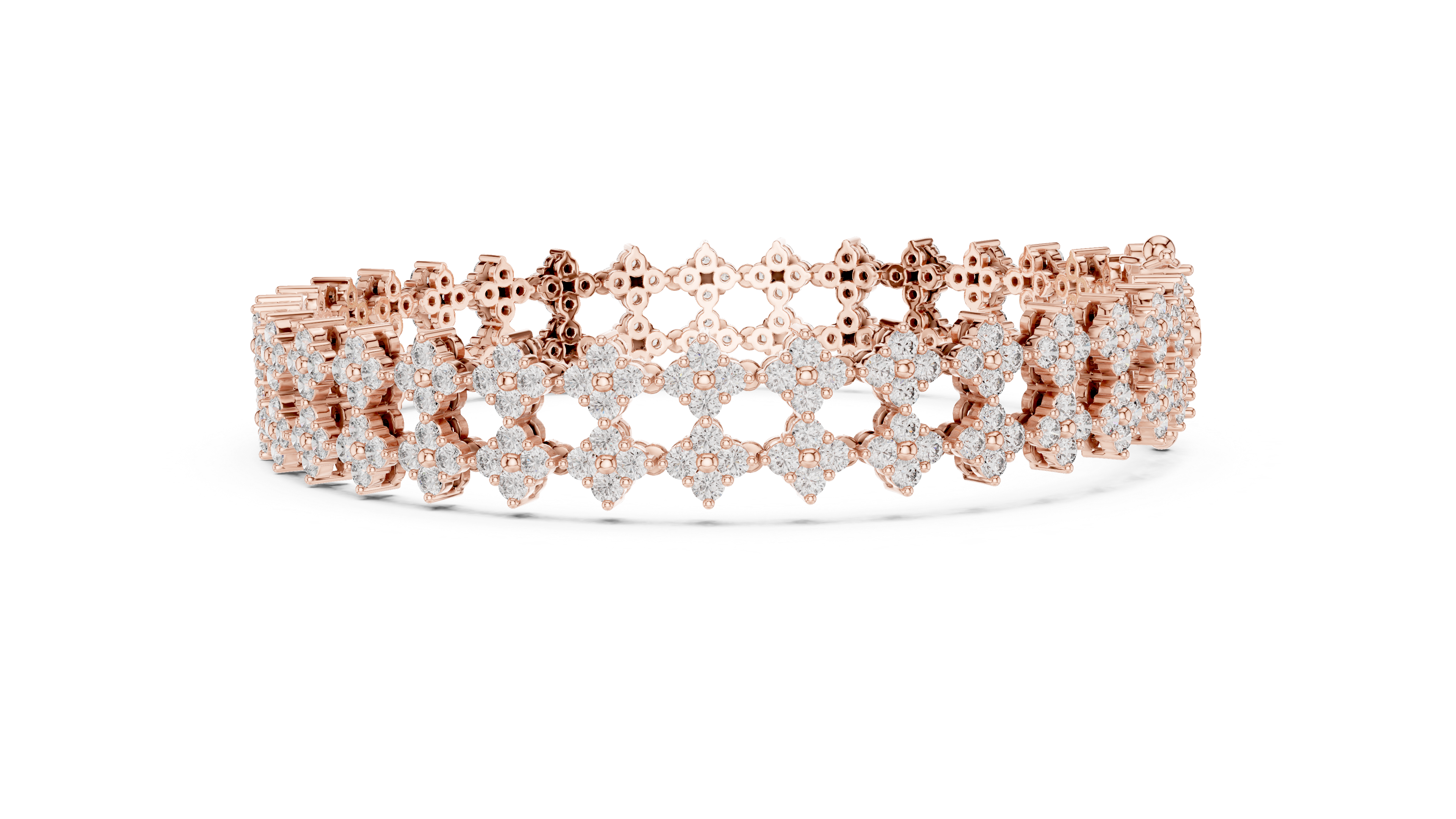 925 Silver Double-Row Cluster Moissanite Tennis Bracelet 14K Gold Plated