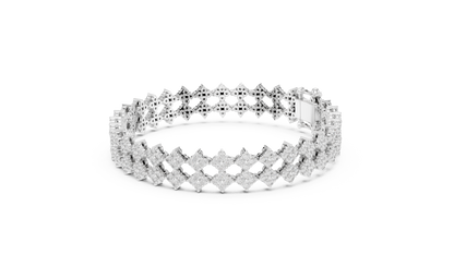 925 Silver Double-Row Cluster Moissanite Tennis Bracelet 14K Gold Plated