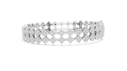 925 Silver Double-Row Cluster Moissanite Tennis Bracelet 14K Gold Plated