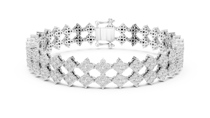925 Silver Double-Row Cluster Moissanite Tennis Bracelet 14K Gold Plated