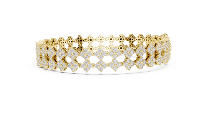 925 Silver Double-Row Cluster Moissanite Tennis Bracelet 14K Gold Plated
