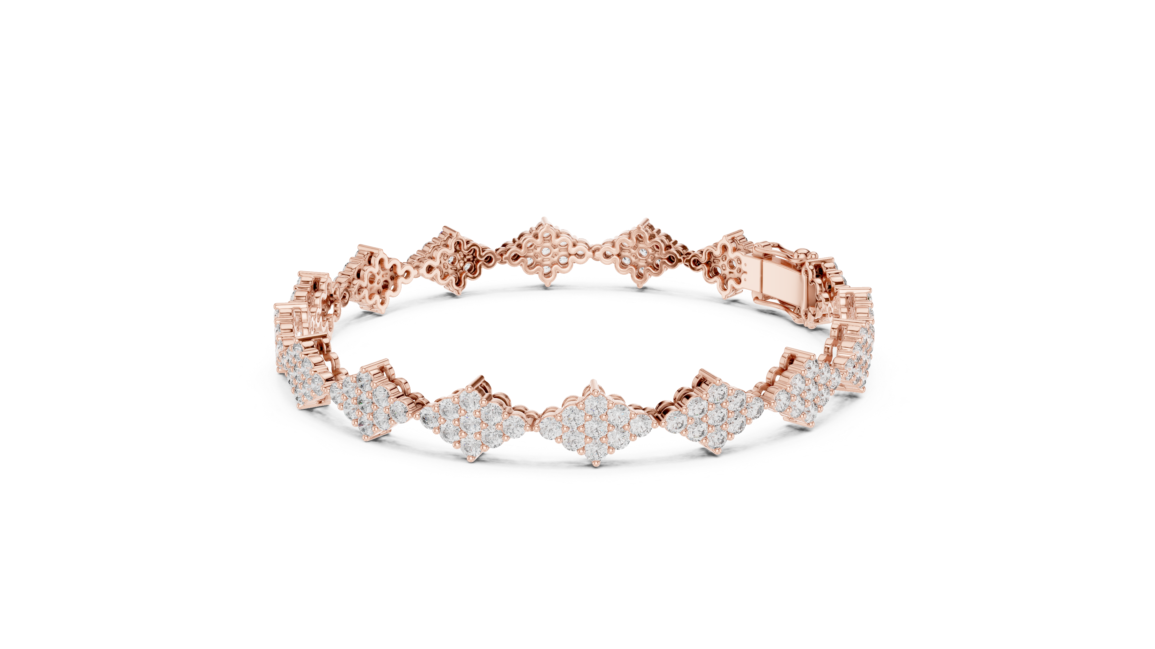 925 Silver Cluster Moissanite Tennis Bracelet 14K Gold Plated
