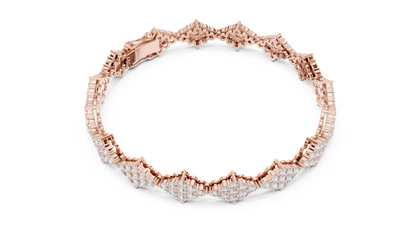 925 Silver Cluster Moissanite Tennis Bracelet 14K Gold Plated