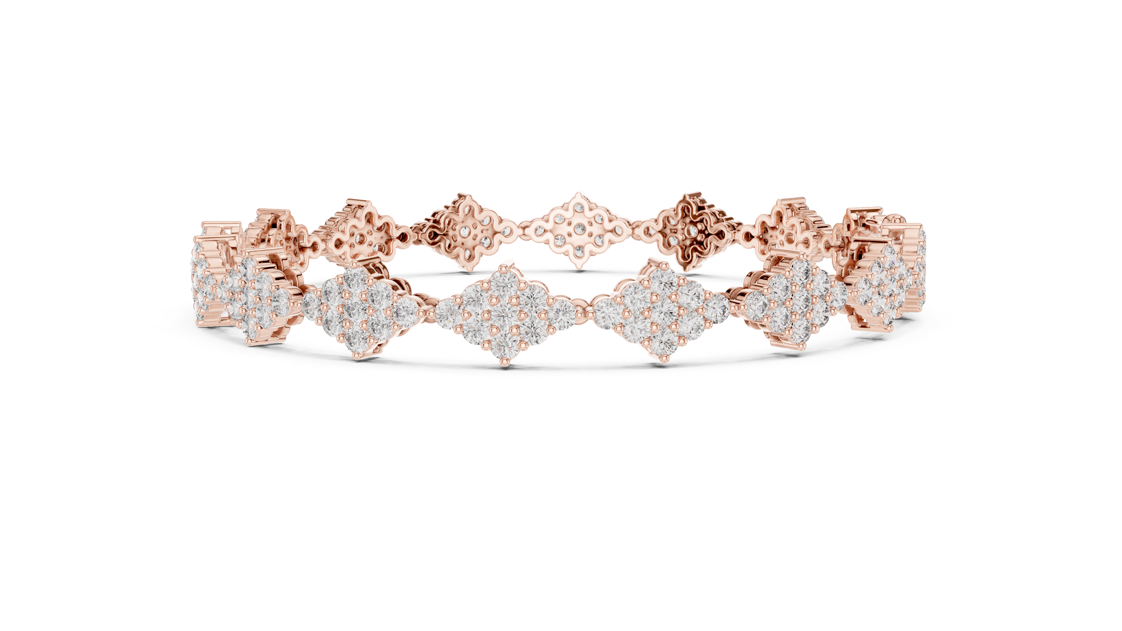 925 Silver Cluster Moissanite Tennis Bracelet 14K Gold Plated