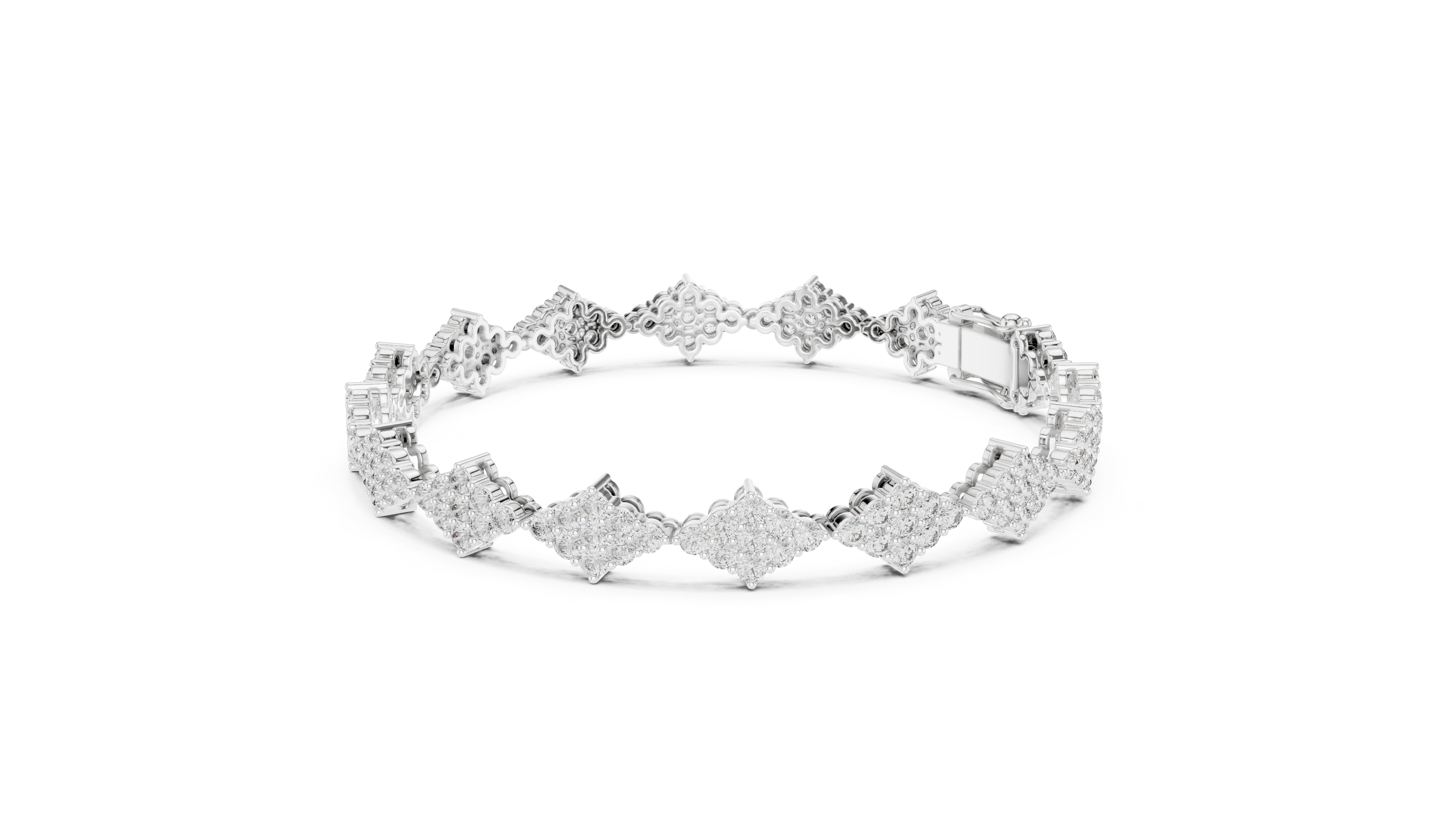 925 Silver Cluster Moissanite Tennis Bracelet 14K Gold Plated