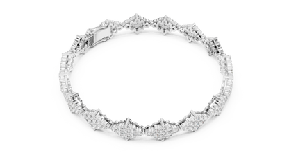 925 Silver Cluster Moissanite Tennis Bracelet 14K Gold Plated