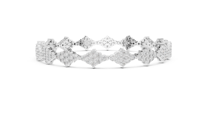 925 Silver Cluster Moissanite Tennis Bracelet 14K Gold Plated