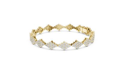 925 Silver Cluster Moissanite Tennis Bracelet 14K Gold Plated