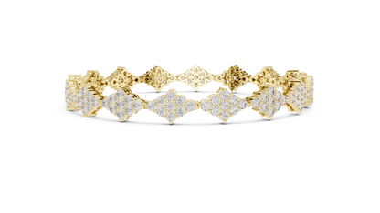 925 Silver Cluster Moissanite Tennis Bracelet 14K Gold Plated