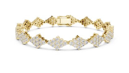 925 Silver Cluster Moissanite Tennis Bracelet 14K Gold Plated