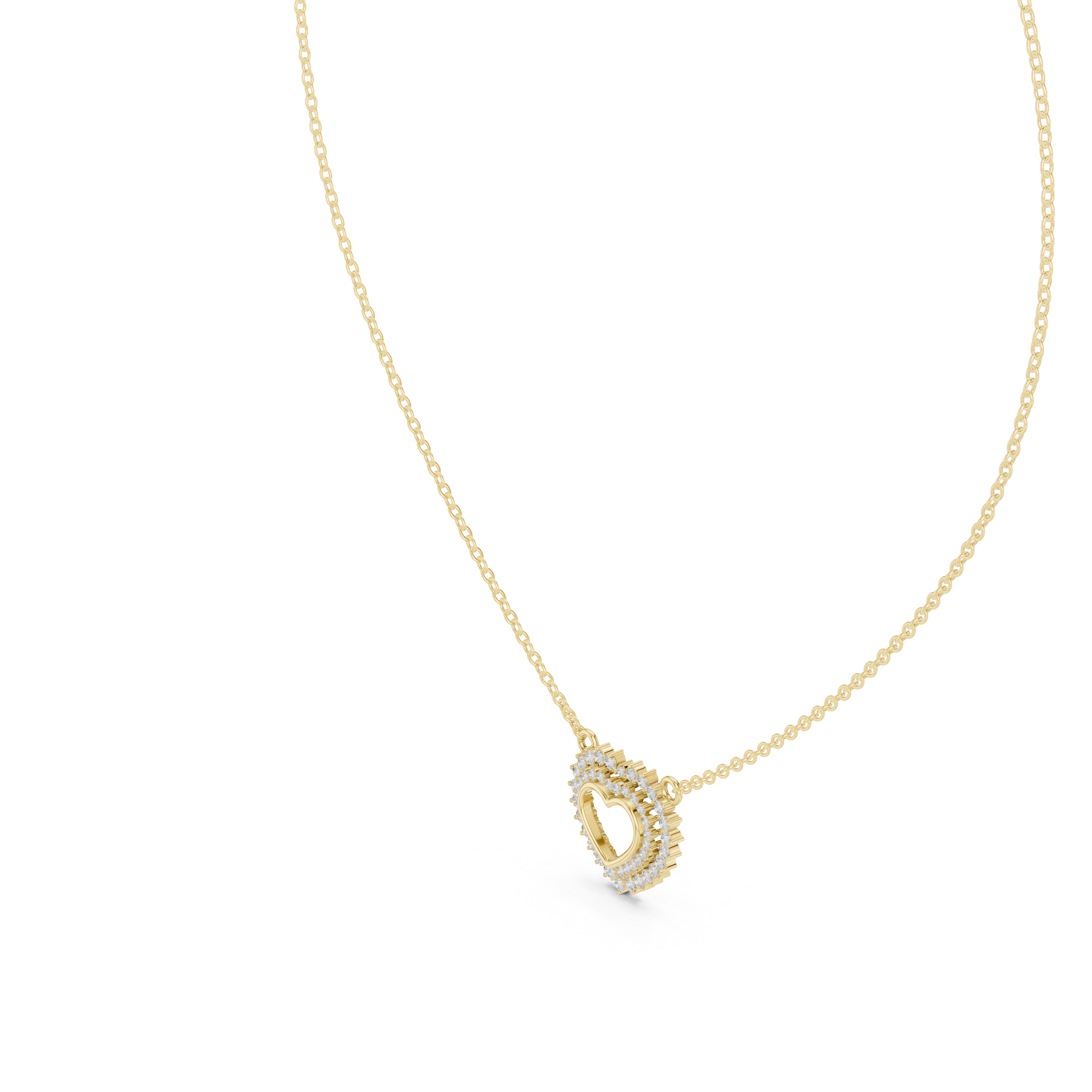 925 Silver Moissanite Heart Shape Pendant 14K Gold Plated