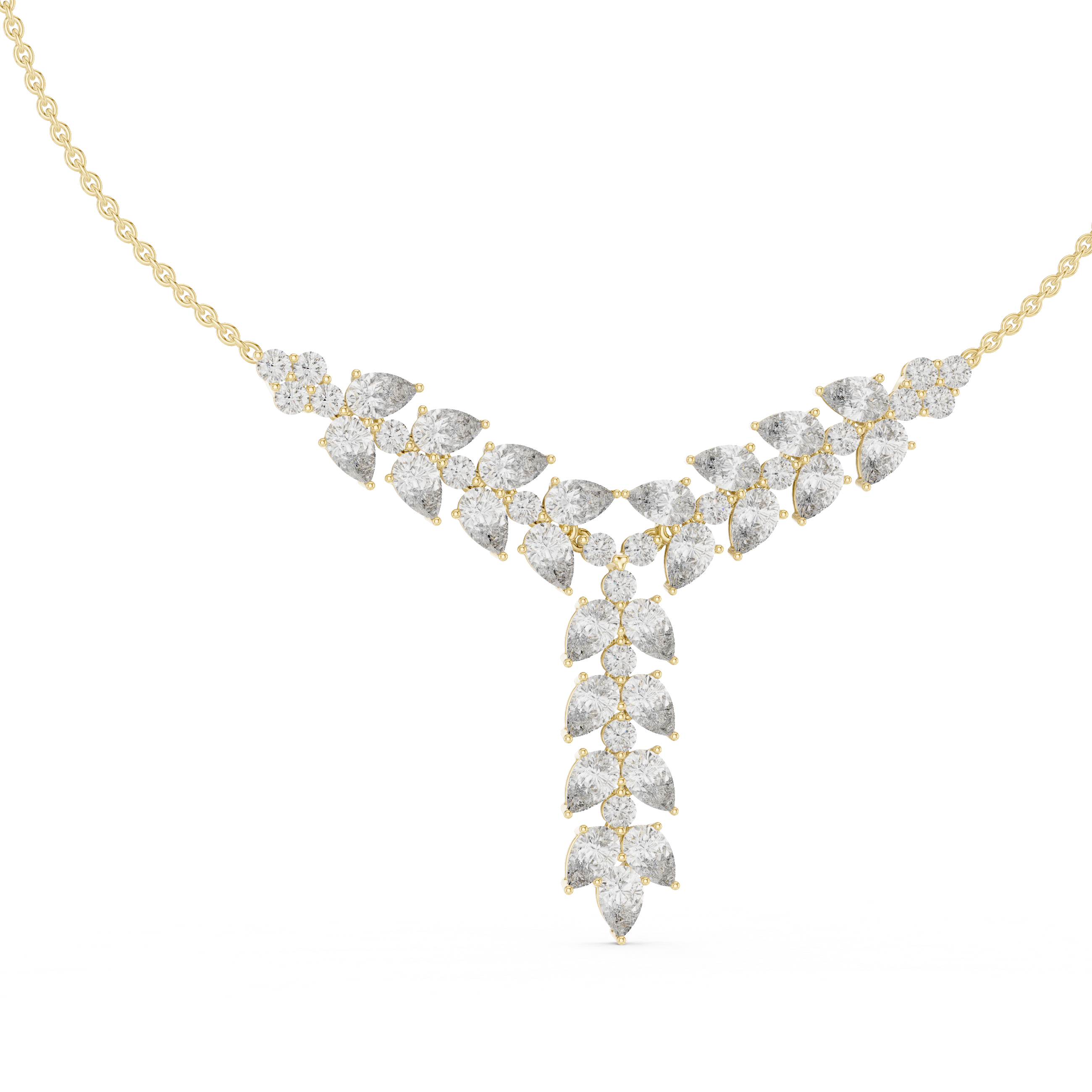 925 Silver Moissanite Wedding Drop Necklace 14K Gold Plated