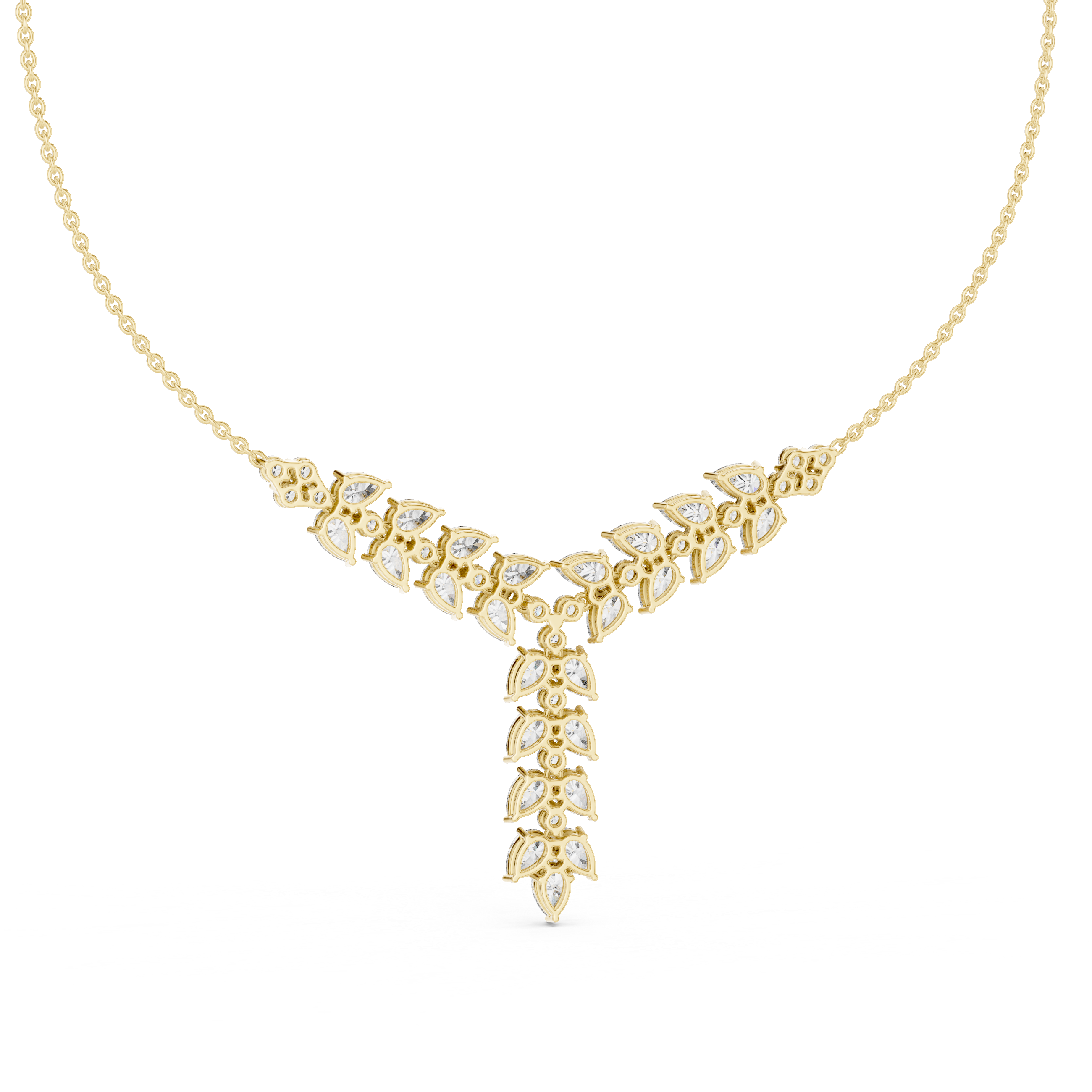 925 Silver Moissanite Wedding Drop Necklace 14K Gold Plated