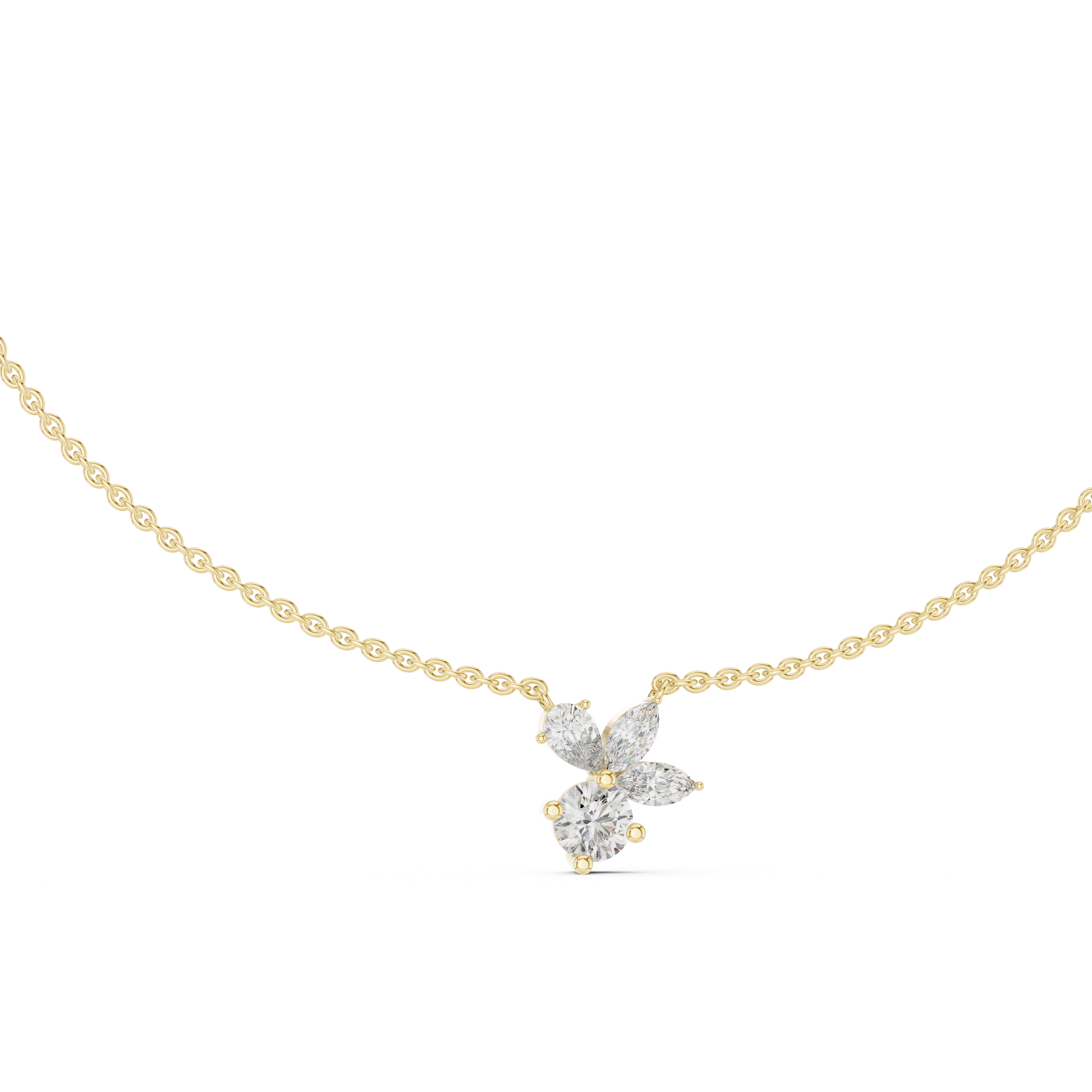 925 Silver Multi-Shape Moissanite Pendant 14K Gold Plated