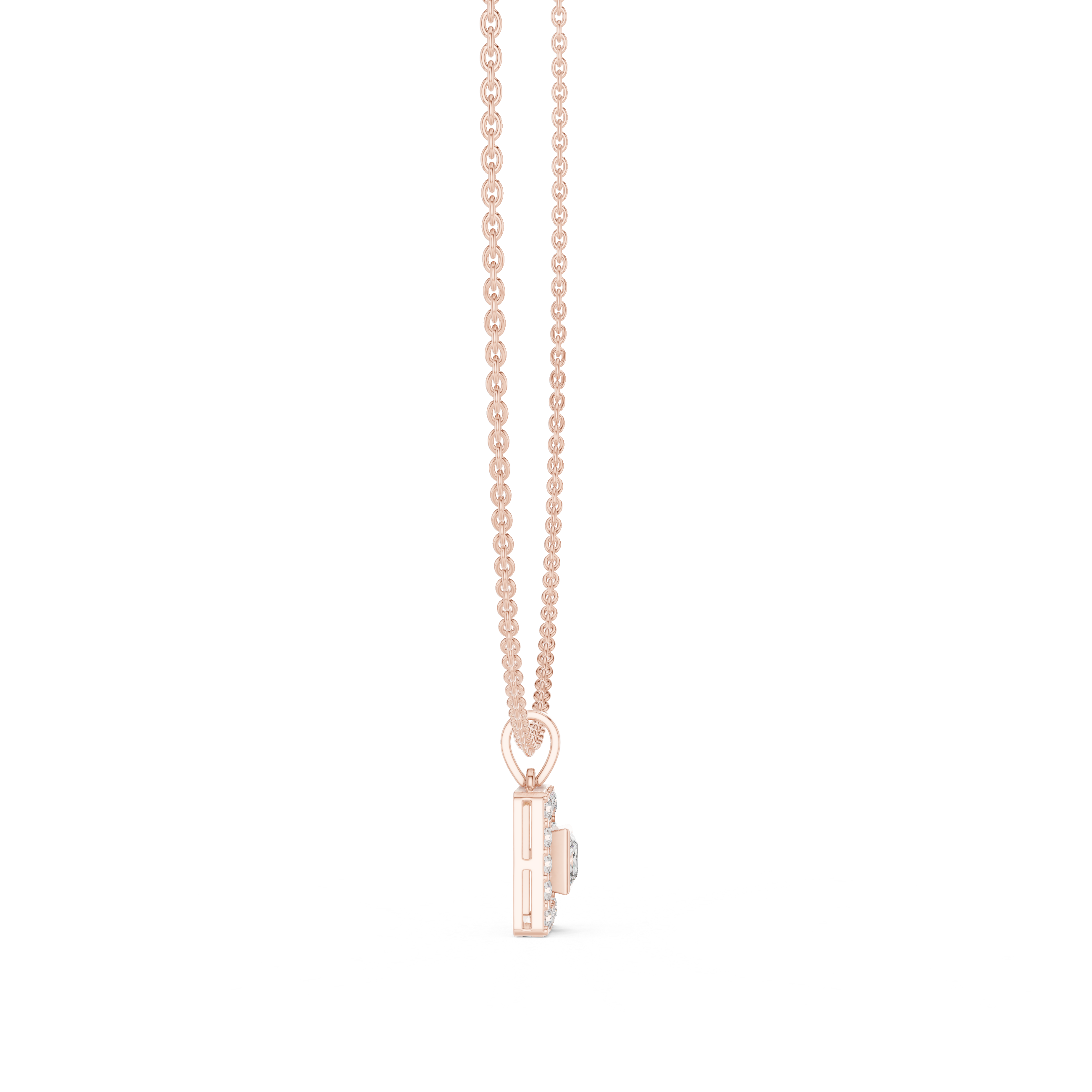 925 Silver Princess Moissanite Halo Square Pendant 14K Gold Plated