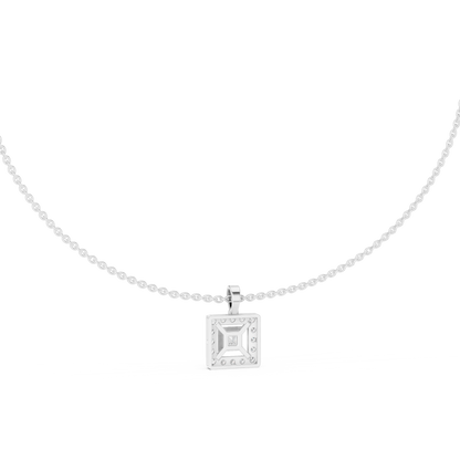 925 Silver Princess Moissanite Halo Square Pendant 14K Gold Plated