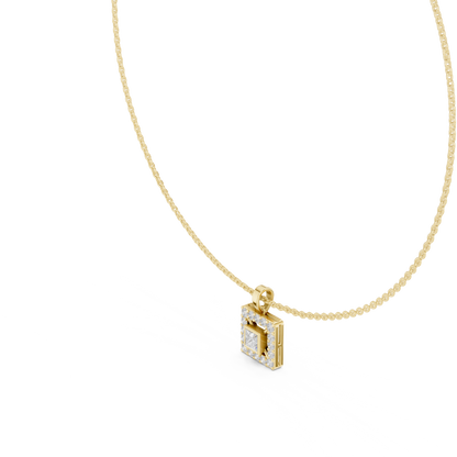 925 Silver Princess Moissanite Halo Square Pendant 14K Gold Plated