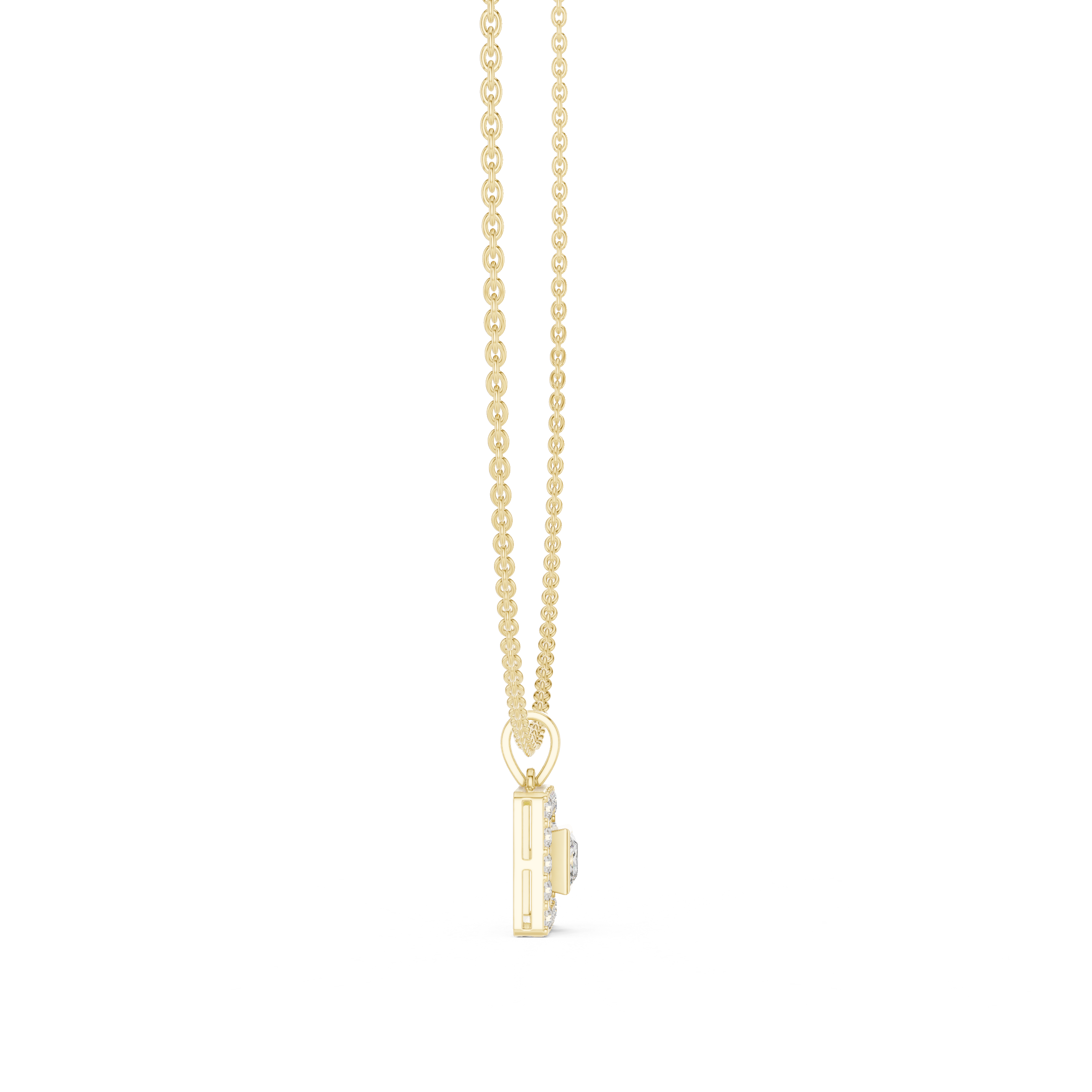 925 Silver Princess Moissanite Halo Square Pendant 14K Gold Plated