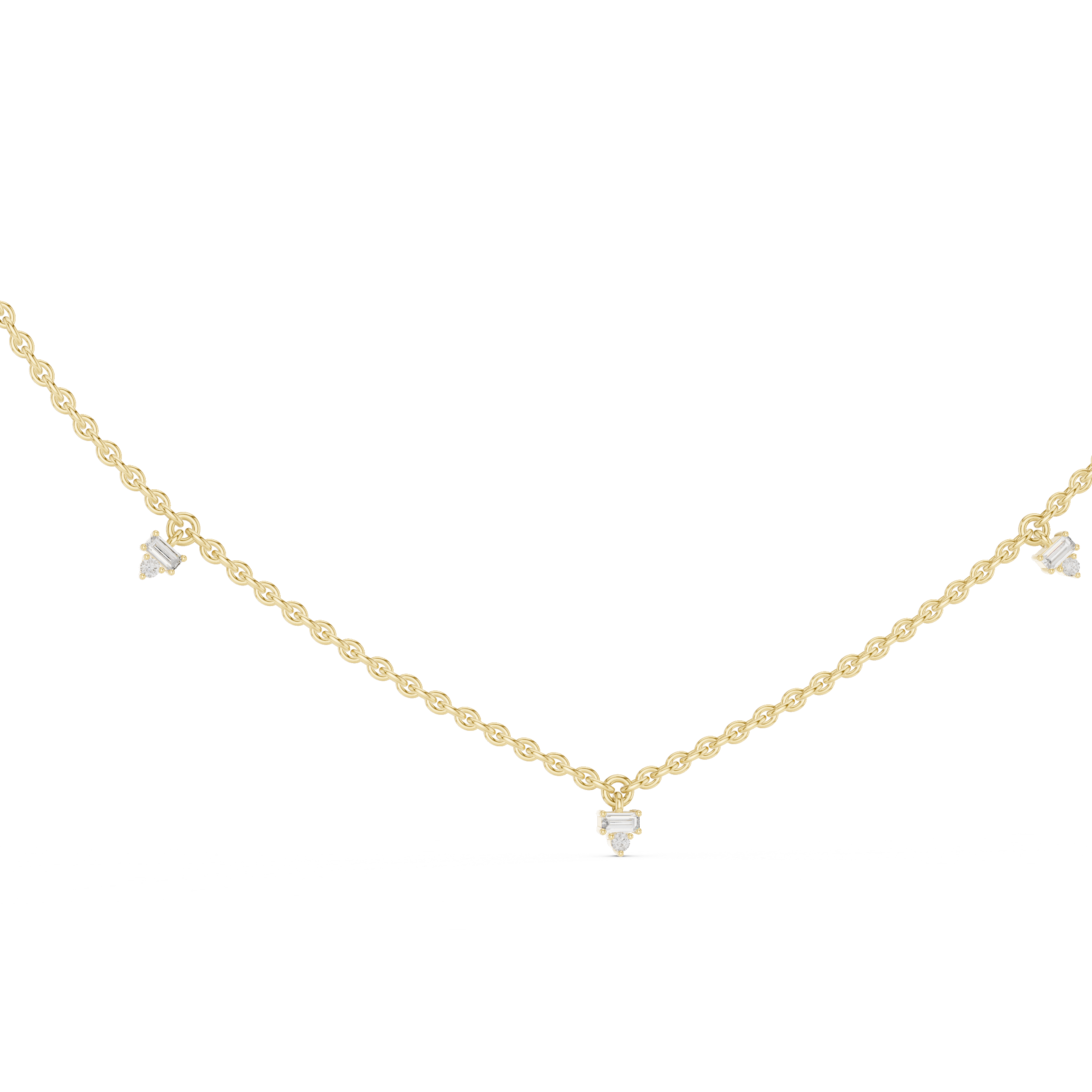 925 Silver Moissanite Emerald Station Pendant 14K Gold Plated