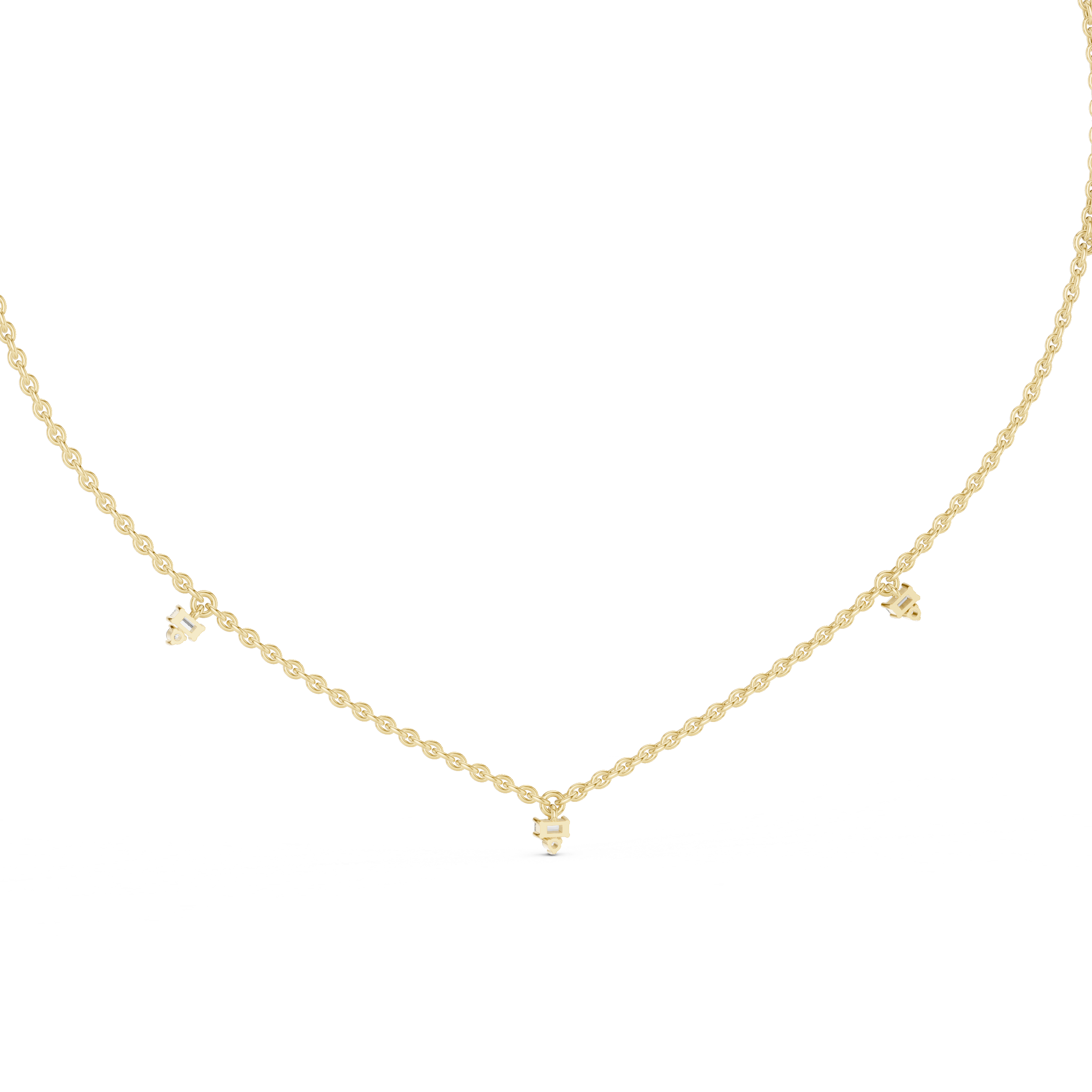 925 Silver Moissanite Emerald Station Pendant 14K Gold Plated