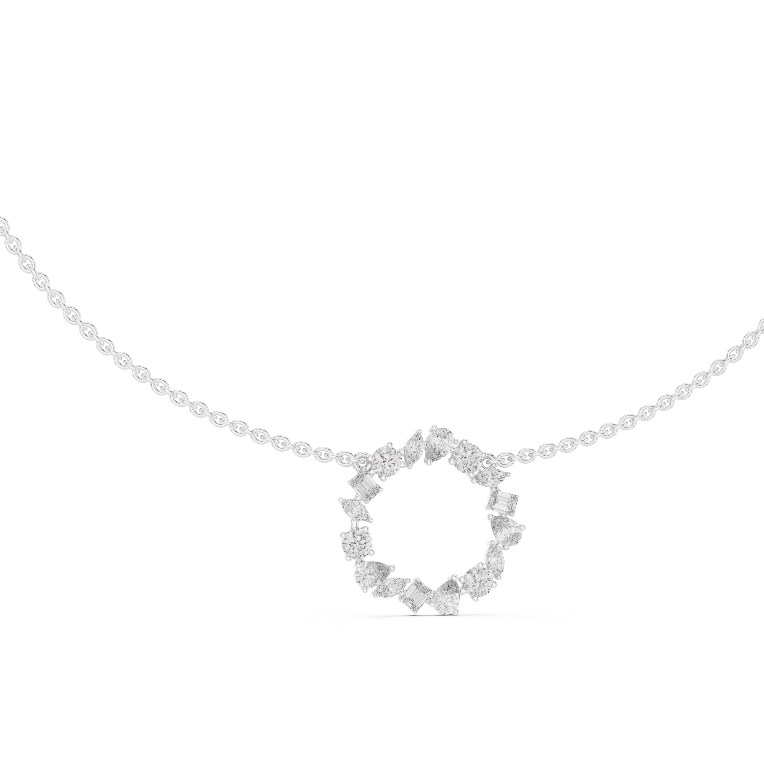 925 Silver Moissanite Circle Shape Pendant 14K Gold Plated