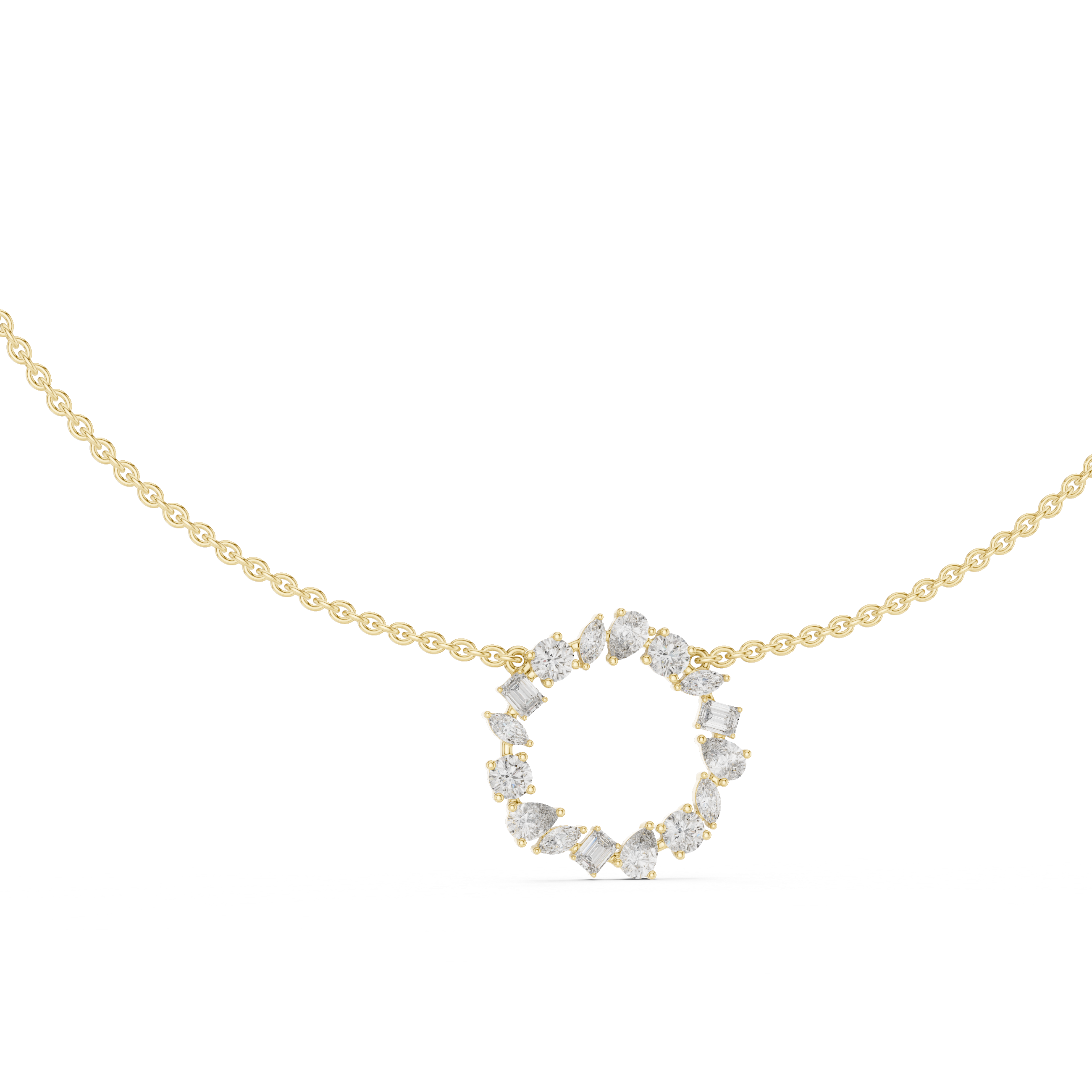 925 Silver Moissanite Circle Shape Pendant 14K Gold Plated