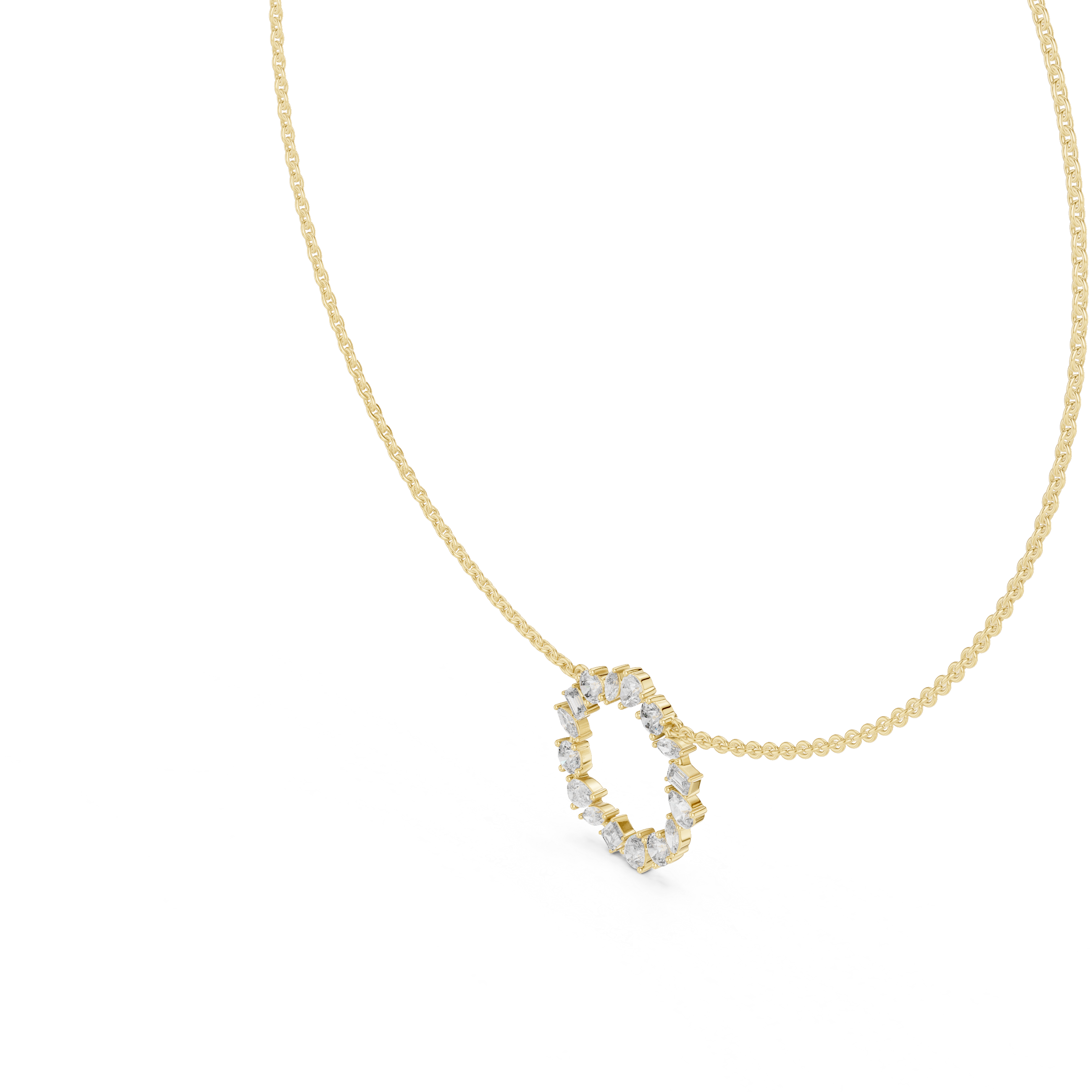 925 Silver Moissanite Circle Shape Pendant 14K Gold Plated