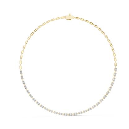925 Silver Graduated Emerald-Cut Moissanite Tennis Necklace – 14K Gold Finish