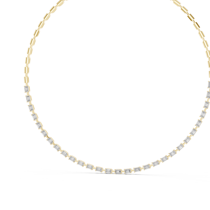 925 Silver Graduated Emerald-Cut Moissanite Tennis Necklace – 14K Gold Finish