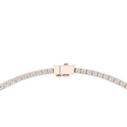 925 Silver Graduated Round-Cut Solitaire Tennis Necklace – 14K Gold Finish