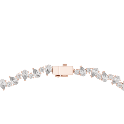925 Silver 14CT Moissanite Riviera Tennis Necklace – 14K Gold Finish