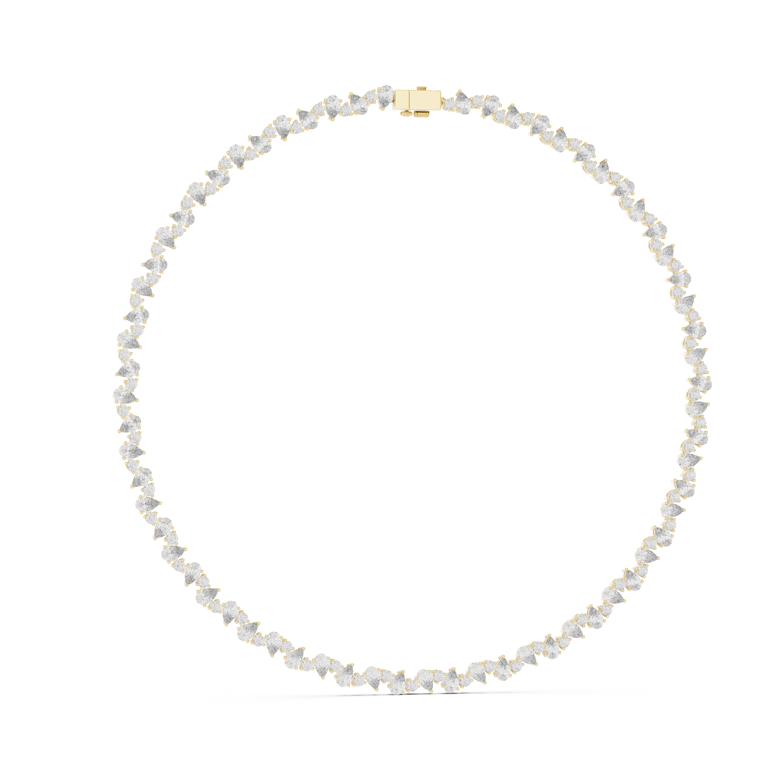 925 Silver 14CT Moissanite Riviera Tennis Necklace – 14K Gold Finish